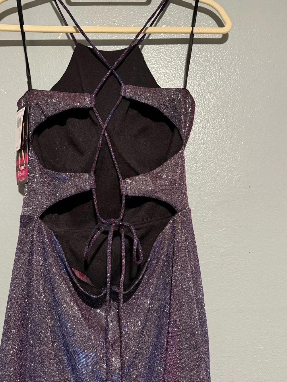 NWT Blondie Nites Glitter Ruffled Mini Dress - Purple size 5